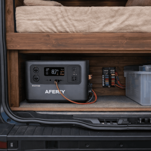 Batterie nomade Aferiy dans un van aménagé